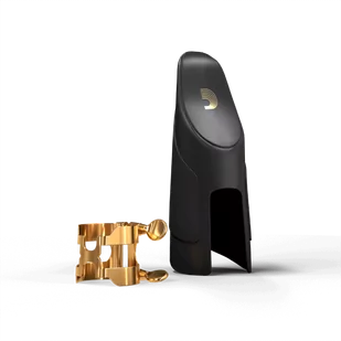 D'Addario Rico H-Ligature &amp; Cap Tenor Baritone Saxophone Gold ligatura saksofonu tenorowego barytonowego kapturek złota - Akcesoria do instrumentów dętych - miniaturka - grafika 1