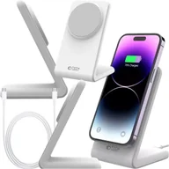 Ładowarki do telefonów - Ładowarka indukcyjna Qi Mag Safe 15W do iPhone bezprzewodowa stacja biurkowa biała - miniaturka - grafika 1