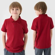Moda i Uroda OUTLET - Koszulka Chłopięca 4F T-shirt Polo Czerwony 4FJWAW24TPTSM478 Czerwony 164 - miniaturka - grafika 1