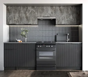 Zestaw szarych mebli kuchennych 240 cm N4-K50 - Meble kuchenne - miniaturka - grafika 1