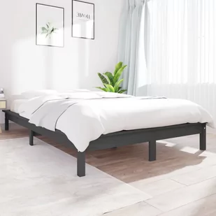 Lumarko Rama łóżka, szara,135x190cm, lite drewno sosnowe,4FT6, podwójna - Łóżka - miniaturka - grafika 1