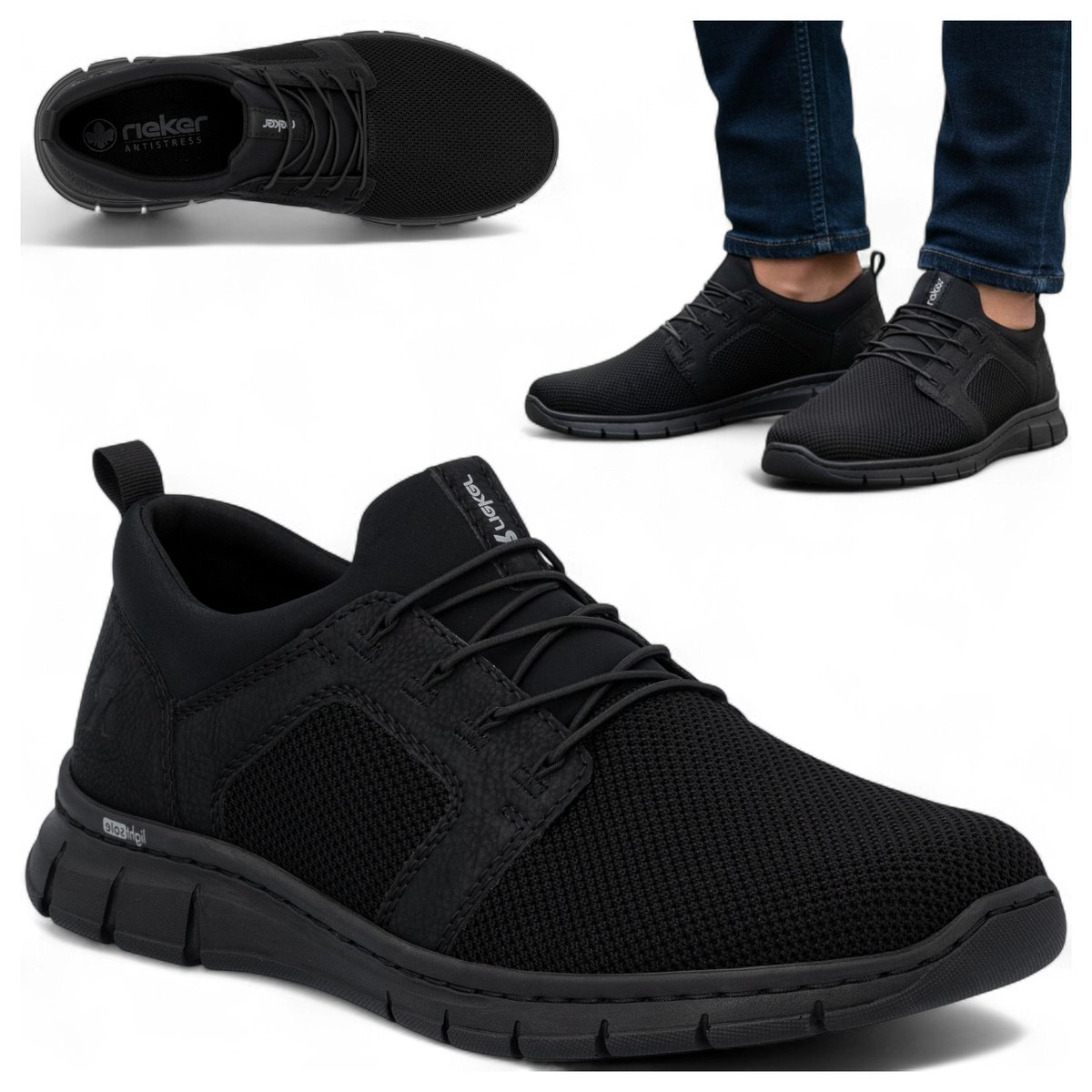 Buty Męskie Półbuty Lekkie Wiosenne RIEKER Wygodne Sportowe Oddychające 46