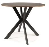 Stoły - Stół okrągły TALIA II blat kolor orzech, noga czarna MAT FI 90 - miniaturka - grafika 1