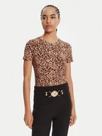 Koszulki i topy damskie - Just Cavalli T-Shirt 79PAHE07 CJ112 Brązowy Slim Fit - miniaturka - grafika 1