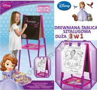 Zabawki kreatywne - ZOSIA SOFIA Duża Drewniana Tablica Sztalugowa Dwustronna Kredowa Mazakowa 3w1 DISNEY - miniaturka - grafika 1