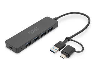 DIGITUS USB 3.0 Hub 4-Port Slimline with USB-C Adapter 5Gbps 0.2m cable - Huby USB - miniaturka - grafika 1