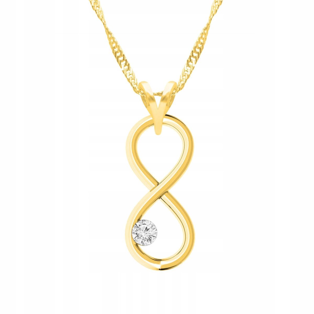 Złoty Naszyjnik z Nieskończonością Znakiem Infinity Ósemka SREBRO 925