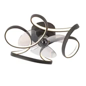 Wentylatory sufitowe - QAZQA Wentylator sufitowy czarny z diodą LED i pilotem - Mandy - miniaturka - grafika 1