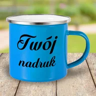 Kubki - Niebieski kubek metalowy, emaliowany z Twoim nadrukiem - miniaturka - grafika 1