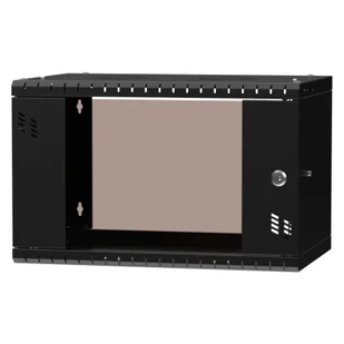 Szafa wisząca Standard 19" 6U, 350mm, drzwi szklane, czarna - Szafy rack - miniaturka - grafika 1