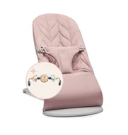 Leżaczki i huśtawki - BABYBJORN - leżaczek BLISS Woven, Petal Quilt, Zgaszony róż + Zabawka Googly Eyes Pastels - miniaturka - grafika 1