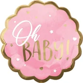 Baby shower i roczek - Amscan Balon foliowy OH BABY, różowy, duży BFOL/7254-A - miniaturka - grafika 1
