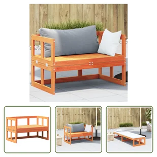 The Living Store sofa ogrodowa 2 w 1 rozkładana wosk brązowy lite drewno sosnowe - Sofy ogrodowe - miniaturka - grafika 1