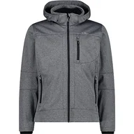 Kurtki męskie - CMP męska kurtka Softshell melanżowa z odpinanym kapturem, Czarny Mel.-Ice, 46 - miniaturka - grafika 1