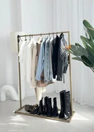 Wieszaki i stojaki - Złoty prosty wieszak sklepowy stojący - miniaturka - grafika 1