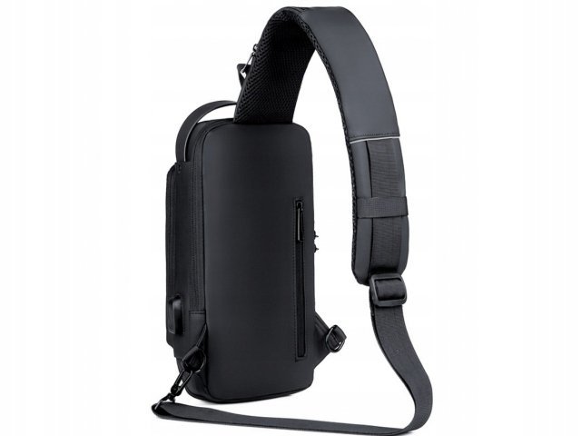 PLECAK Męski CZARNY Wodoodporny USB Crossbody Antykradzieżowy NA SZYFR