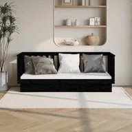 Łóżka - Lumarko Łóżko dzienne, czarne, 75x190 cm, lite drewno sosnowe - miniaturka - grafika 1