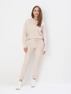 Spodnie damskie - Mohito - Dzianinowe kremowe spodnie - beżowy - miniaturka - grafika 1