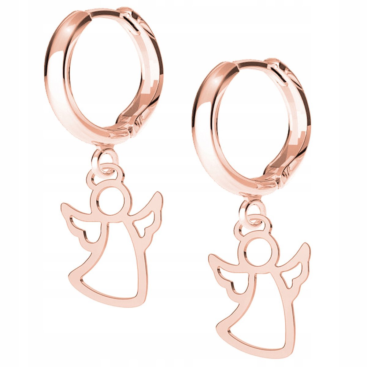 Kolczyki Aniołek Anioł różowe złoto 925