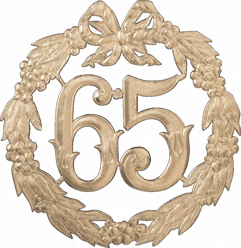 Topper, dekoracja urodzinowa ''65 '' złota/1szt.