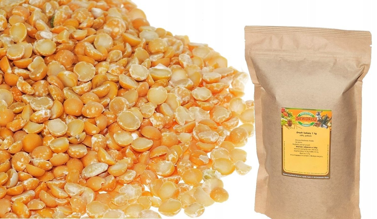 Groch łuskany Żółty 1 kg połówki DUŻA PAKA