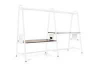 Biurka - Wyspa Pracownicza RS-55 - Biała - YZ-17 Walnut - miniaturka - grafika 1