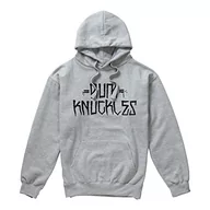 Bluzy męskie - Rum Knuckles Męska bluza z kapturem z napisem, szara, L - miniaturka - grafika 1
