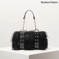 Torebki damskie - TEMU Kosmetyczka z dla kobiet Torba na ramię z metalowym łańcuszkiem, przelotkami, zapięciem na zamek błyskawiczny Styl punkowy, streetwear, - miniaturka - grafika 1