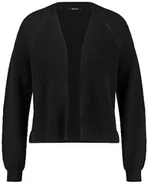 Kurtki damskie - Taifun Damska kurtka z dzianiny z bawełny, raglanowe rękawy, kurtka z długim rękawem, jednokolorowa, czarny, 44 - miniaturka - grafika 1