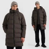 Kurtki męskie - Kurtka Męska 4F Płaszcz Puchowy z Membraną Długi Z Kapturem Khaki 4FWAW25TTJAM0995 M Khaki - miniaturka - grafika 1