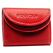 Portfele - Czerwony mały portfel damski ze skóry naturalnej ROVICKY poziomy na prezent portfelik na gotówkę - miniaturka - grafika 1