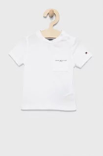 Koszulki dla chłopców - Tommy Hilfiger t-shirt bawełniany dziecięcy kolor biały gładki - grafika 1