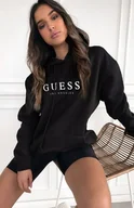 Bluzy damskie - Bluza damska czarna ocieplana Guess Los Angeles z Kapturem Kangurka M - miniaturka - grafika 1