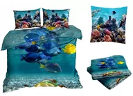 Pościel - Pościel Satyna Bawełniana 200X220Cm Morskie Głębiny Z Prześcieradłem 3D - miniaturka - grafika 1