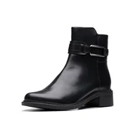 Botki damskie - Clarks Damskie botki Maye Bella, Czarna skóra, 39.5 EU - miniaturka - grafika 1