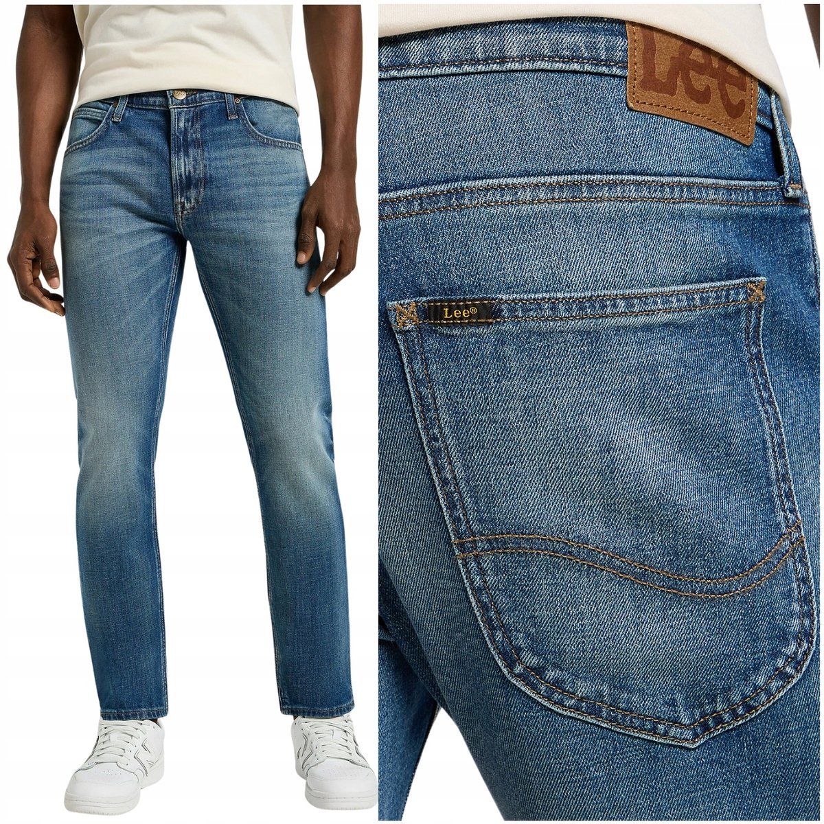 Lee LUKE Rising Tide DżINS mocno zwężane ciemne spodnie jeansowe W29 L32