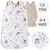 Śpiworki dla dzieci - ŚPIWOREK OCIEPLANY DWUSTRONNY 1,5 TOG PODWÓJNY ZAMEK 0-9 M BAWEŁNA BabyU - miniaturka - grafika 1