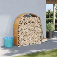 Wózki magazynowe - vidaXL Stojak na drewno, jasny brąz, 120x45x140 cm, stal galwanizowana - miniaturka - grafika 1