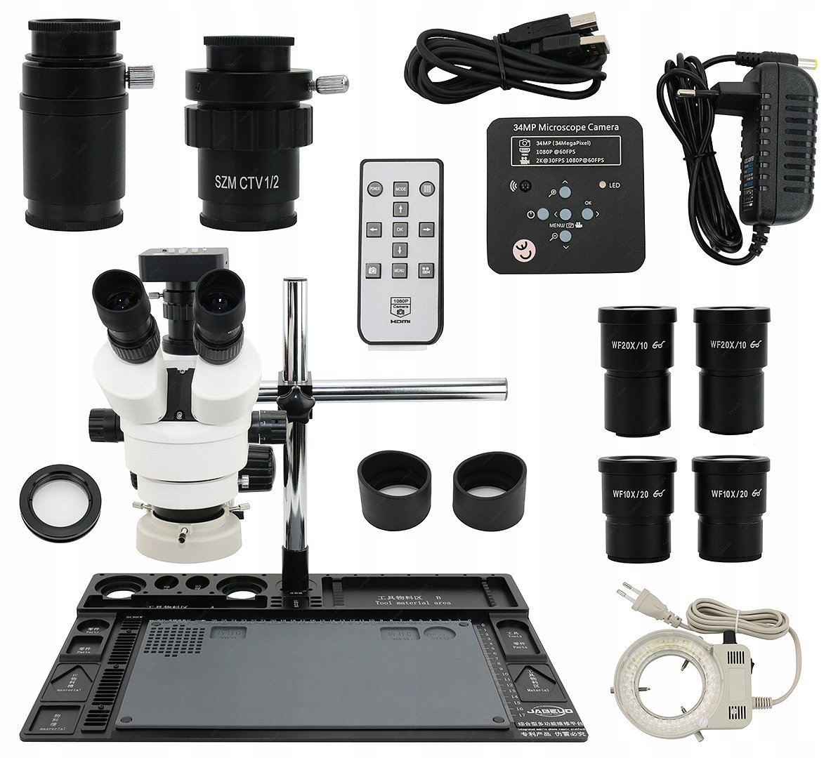 MIKROSKOP STEREOSKOP TRINOKULAR 7-90x KAMERA 2.7K