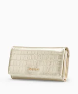 Portfele - PUCCINI Duży portfel damski ze skóry ekologicznej crocco w kolorze złotym - Puccini - miniaturka - grafika 1
