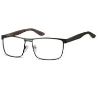 Okulary korekcyjne, oprawki, szkła - Męskie oprawki korekcyjne zerówki okulary prostokątne metalowe 880 czarne - miniaturka - grafika 1