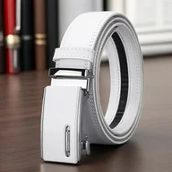 Paski - TEMU Męski biały pasek z grzechotką i automatyczną klamrą ze stopu - Idealny do dżinsów, niezbędny dla profesjonalistów biznesowych, doskonały na - miniaturka - grafika 1