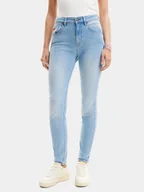 Spodnie damskie - Desigual Jeansy Delaware 24SWDD26 Błękitny Slim Fit - miniaturka - grafika 1