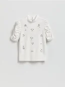 Koszulki dla dziewczynek - Reserved - Elegancka bluzka z wiskozy - złamana biel - miniaturka - grafika 1