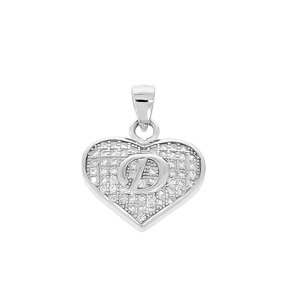 Srebrna zawieszka wisiorek litera literka D w serduszku pr. 925