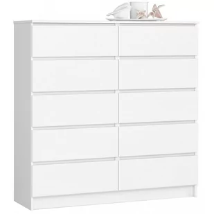 Akord Fabryka mebli KOMODA K 120 10 SZUFLAD BIAŁA OP0LK-1BIA013 - Komody - miniaturka - grafika 1