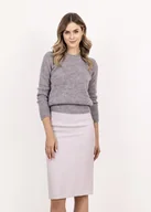 Swetry damskie - Klasyczny sweter półgolf - SWE324 szary MKM - miniaturka - grafika 1