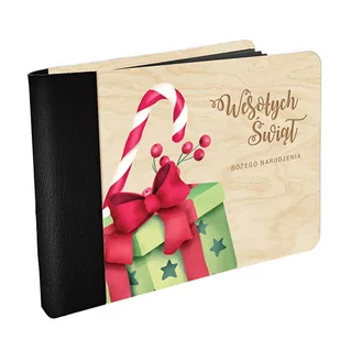 Drewniany MINI FOTO ALBUM na zdjęcia PREZENT NA ŚWIĘTA z grawerowaną okładką z czarnymi kartami  prezent na święta - Albumy fotograficzne - miniaturka - grafika 2