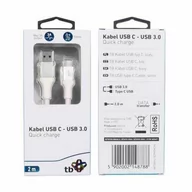 Kable komputerowe i do monitorów - TB Kabel USB 3.0 - USB C 2m PREMIUM 3A biały TPE - miniaturka - grafika 1