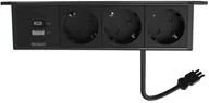 Listwy zasilające - DELTACO power panel, 3 sockets, 1x21W A+C USB charger, GST18 connection 1902244 - miniaturka - grafika 1